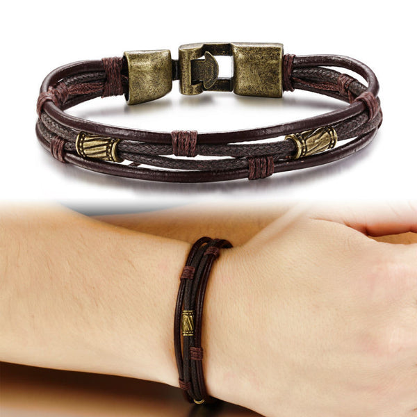GAGAFEEL Bracelet Genuine Leather Bracelets Men Male Punk Jewelry Rope Chain Charm Bangle Wholesale Gifts OB855