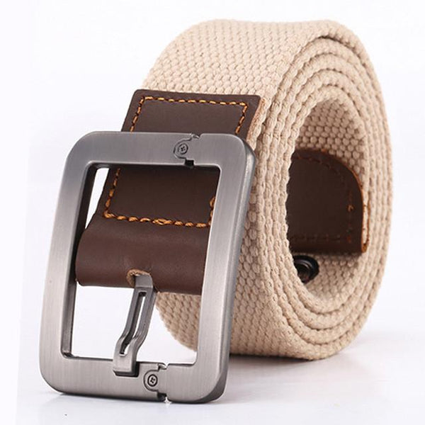 Pin Buckle Canvas Cowboy Knitted Striped Belt