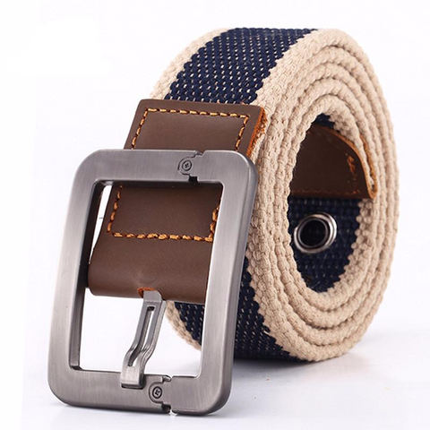 Pin Buckle Canvas Cowboy Knitted Striped Belt