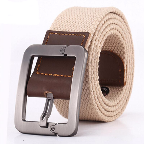 Pin Buckle Canvas Cowboy Knitted Striped Belt