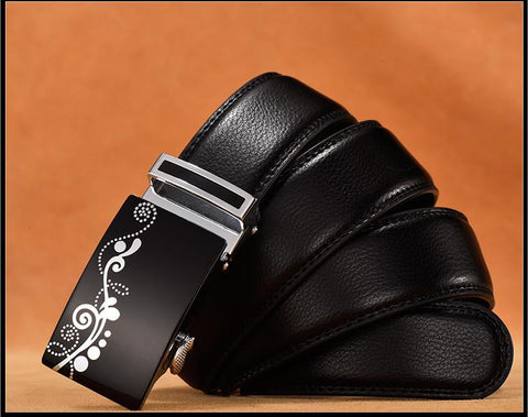 Automatic Buckle Leather Strap Belt