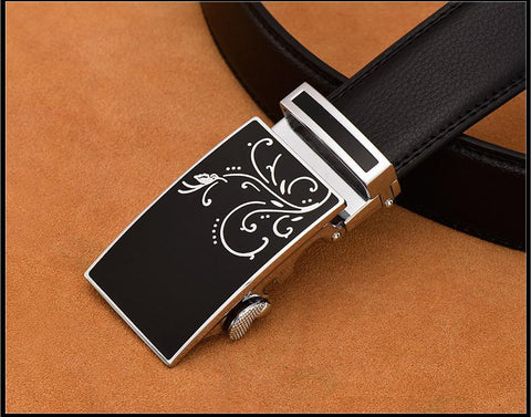 Automatic Buckle Leather Strap Belt
