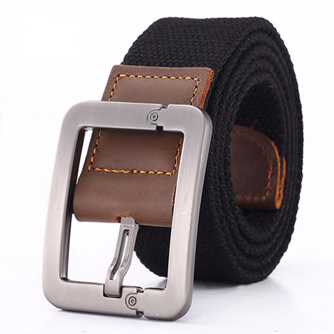 Pin Buckle Canvas Cowboy Knitted Striped Belt