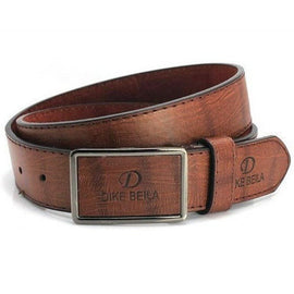 Mens Plain PU Leather Belt Snap-On Buckle Solid Strap Ceinture 4 Colors