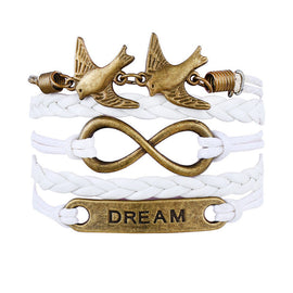 Handmade Dream Pigeon Multilayer Knit Leather Rope Chain Bracelet Gift