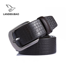 LANDIDUBAO Brand Fashion 2017 Real Cowhide Belt's Men High Quality Pin Buckle Belts For Men Metal Pin Buckle Vintage Mens Belts