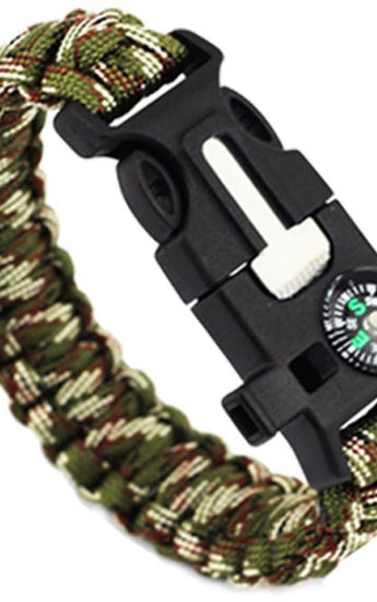 5 in 1 Outdoor rope Paracord Survival gear escape Bracelet Flint/Whistle/Compass