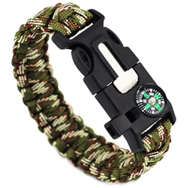 5 in 1 Outdoor rope Paracord Survival gear escape Bracelet Flint/Whistle/Compass