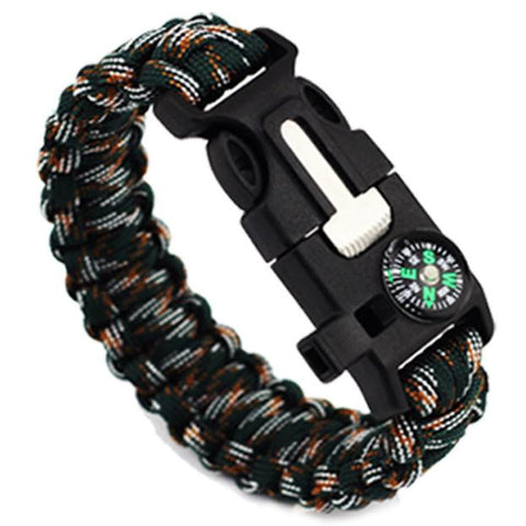 5 in 1 Outdoor rope Paracord Survival gear escape Bracelet Flint/Whistle/Compass