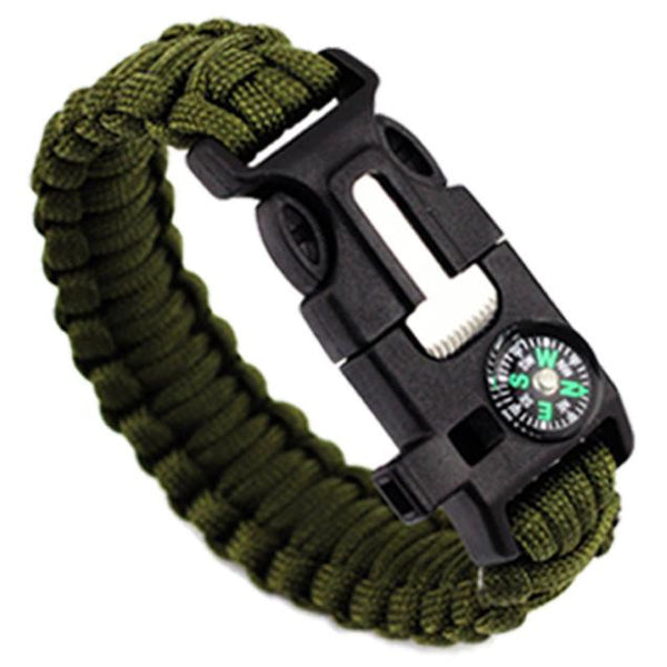 5 in 1 Outdoor rope Paracord Survival gear escape Bracelet Flint/Whistle/Compass