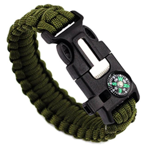 5 in 1 Outdoor rope Paracord Survival gear escape Bracelet Flint/Whistle/Compass