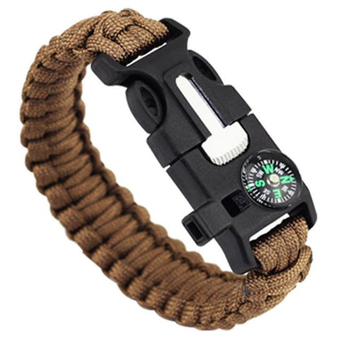 5 in 1 Outdoor rope Paracord Survival gear escape Bracelet Flint/Whistle/Compass