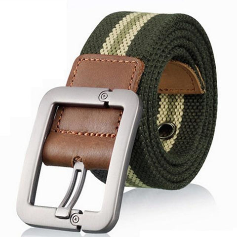 Pin Buckle Canvas Cowboy Knitted Striped Belt