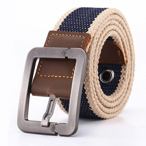 Pin Buckle Canvas Cowboy Knitted Striped Belt