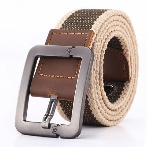 Pin Buckle Canvas Cowboy Knitted Striped Belt